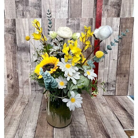 Sunflower Daisy Eucalyptus Floral Arrangement Baby Wedding Birthday Family Reuni - Picture 8 of 15